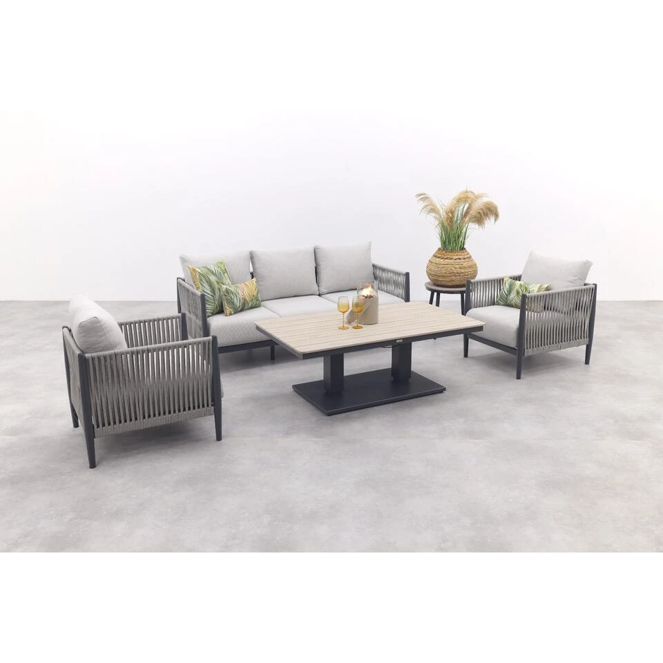 GI Diamo/Cyprus Verstelbare Stoel/bank Lounge-diningset - Carbon Black/Zand 11 GI Diamo/Cyprus Verstelbare Stoel/bank Lounge-diningset - Carbon Black/Zand - Afbeelding 9