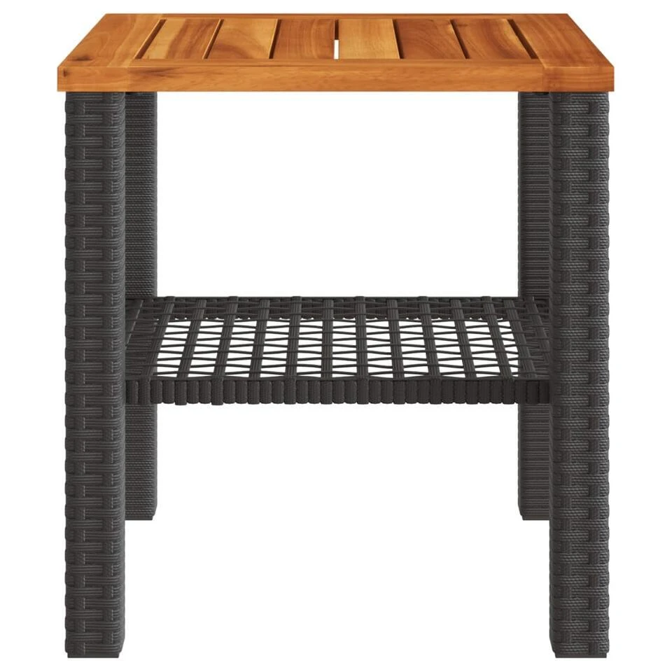 VidaXL - Loungetafel - Weerbestendig - Zwart - Poly Rattan En Hout - 40x40x42 Cm 7 VidaXL - Loungetafel - Weerbestendig - Zwart - Poly Rattan En Hout - 40x40x42 Cm - Afbeelding 5