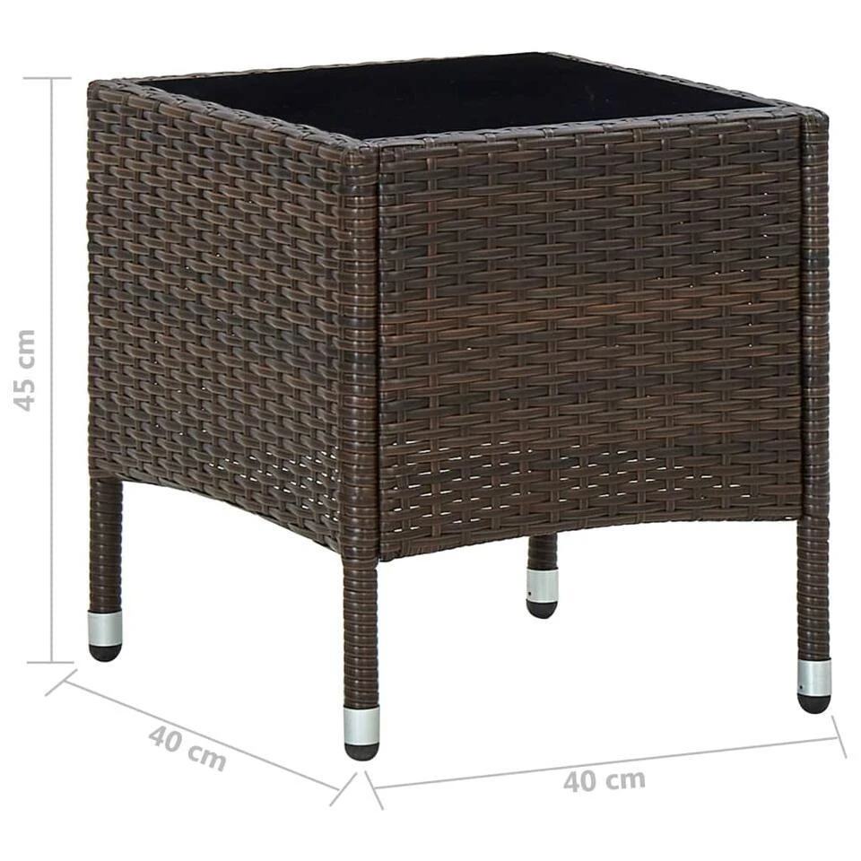 VidaXL - Loungetafel - Bruin - Poly Rattan - 40x40x45 Cm 7 VidaXL - Loungetafel - Bruin - Poly Rattan - 40x40x45 Cm - Afbeelding 5