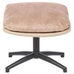 EIDE - Fauteuil Met Hocker - Beige - Fluweel -Meubelpromotie aea120e3883c4e398c98fda0ce374114