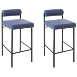 AMAYA - Barkruk Set Van 2 - Blauw - Polyester -Meubelpromotie af41c042adcb4c569eec50202cc7b6d0