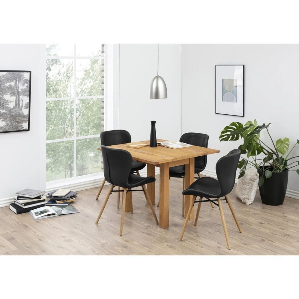 Eetkamerstoel Zwart Kunstleer - Zithoogte 46,5cm - Zaria - Set Van 2 6 Eetkamerstoel Zwart Kunstleer - Zithoogte 46,5cm - Zaria - Set Van 2 - Afbeelding 4