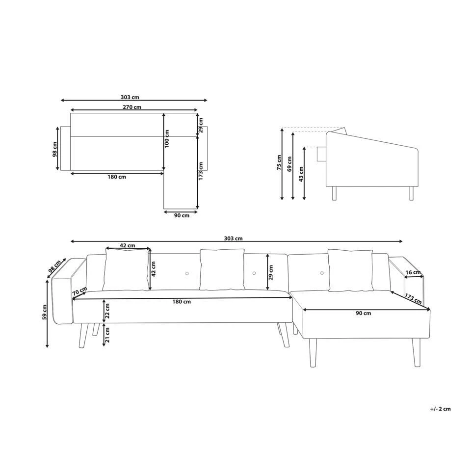 VADSO - Hoekslaapbank - Lichtbeige - Linkszijdig - Fluweel 6 VADSO - Hoekslaapbank - Lichtbeige - Linkszijdig - Fluweel - Afbeelding 4