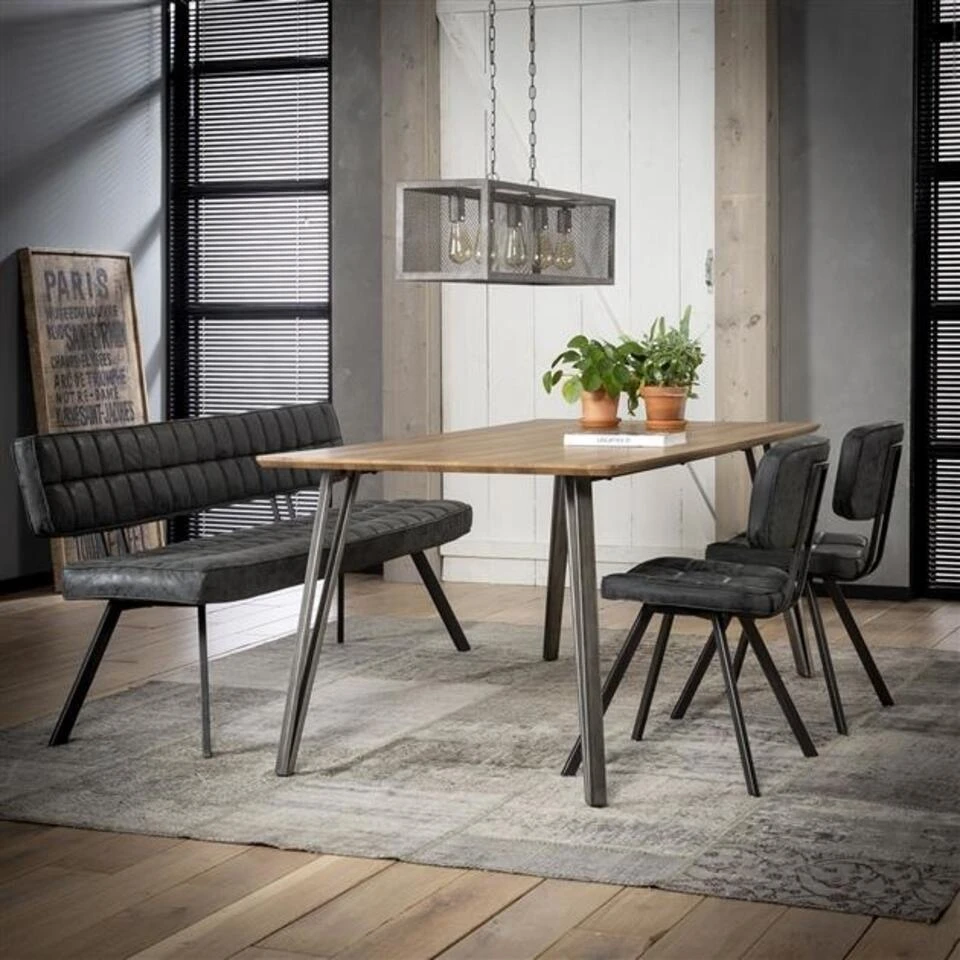 Industriële Eetkamerbank Madrid 180 Cm 4 Industriële Eetkamerbank Madrid 180 Cm - Afbeelding 2