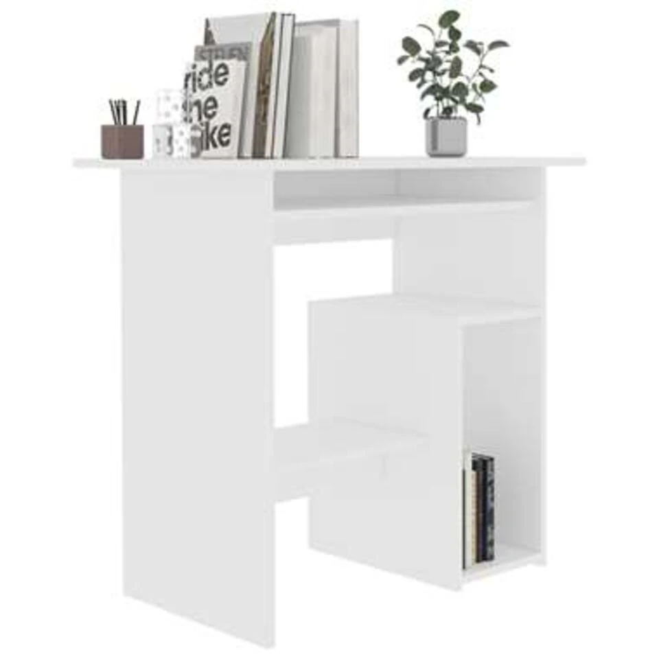 VidaXL Bureau 80x45x74 Cm Spaanplaat Wit 4 VidaXL Bureau 80x45x74 Cm Spaanplaat Wit - Afbeelding 2