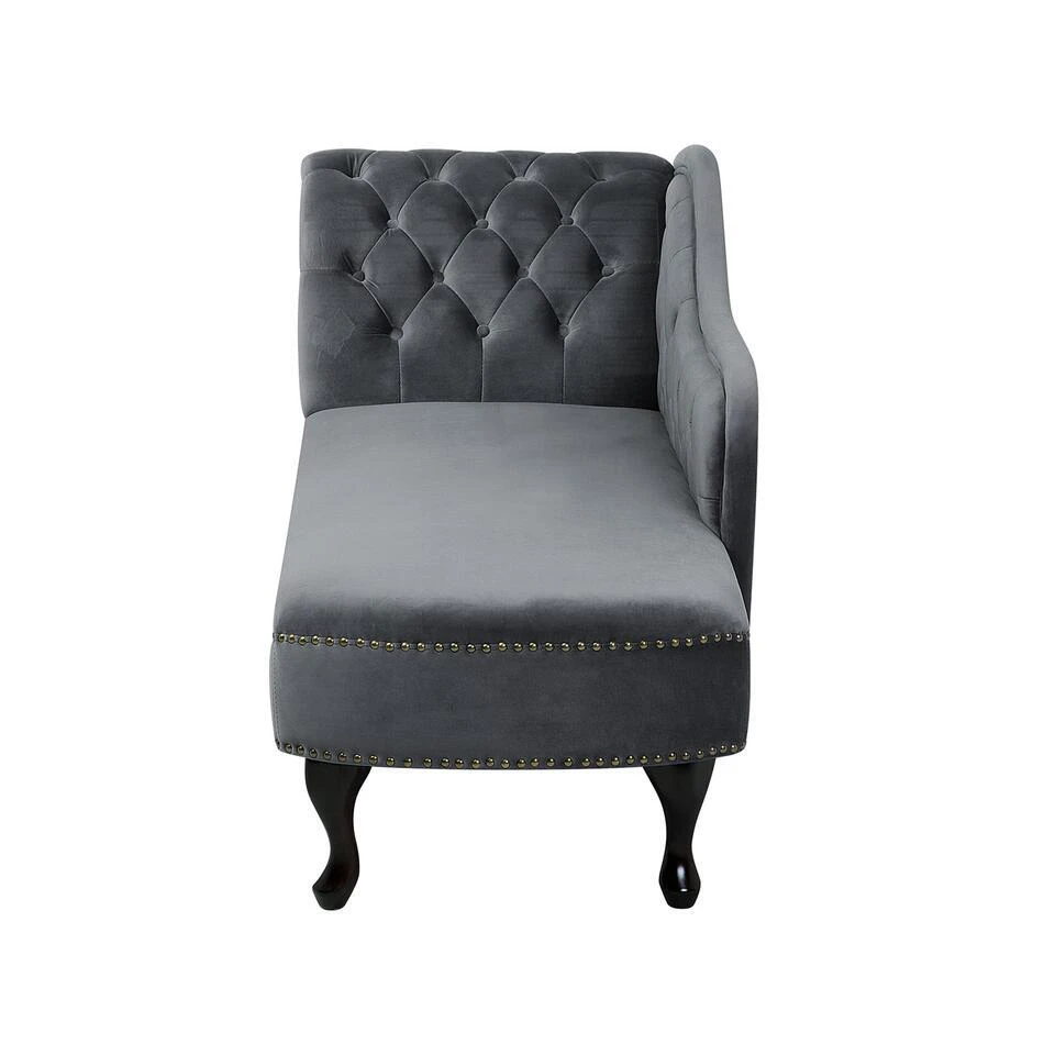 NIMES - Chaise Longue - Grijs - Linkerzijde - Fluweel 7 NIMES - Chaise Longue - Grijs - Linkerzijde - Fluweel - Afbeelding 5
