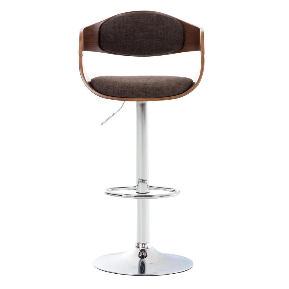 CLP Barkruk Kingston Walnoot Frame - Stof - Walnoot/bruin 4 CLP Barkruk Kingston Walnoot Frame - Stof - Walnoot/bruin - Afbeelding 2