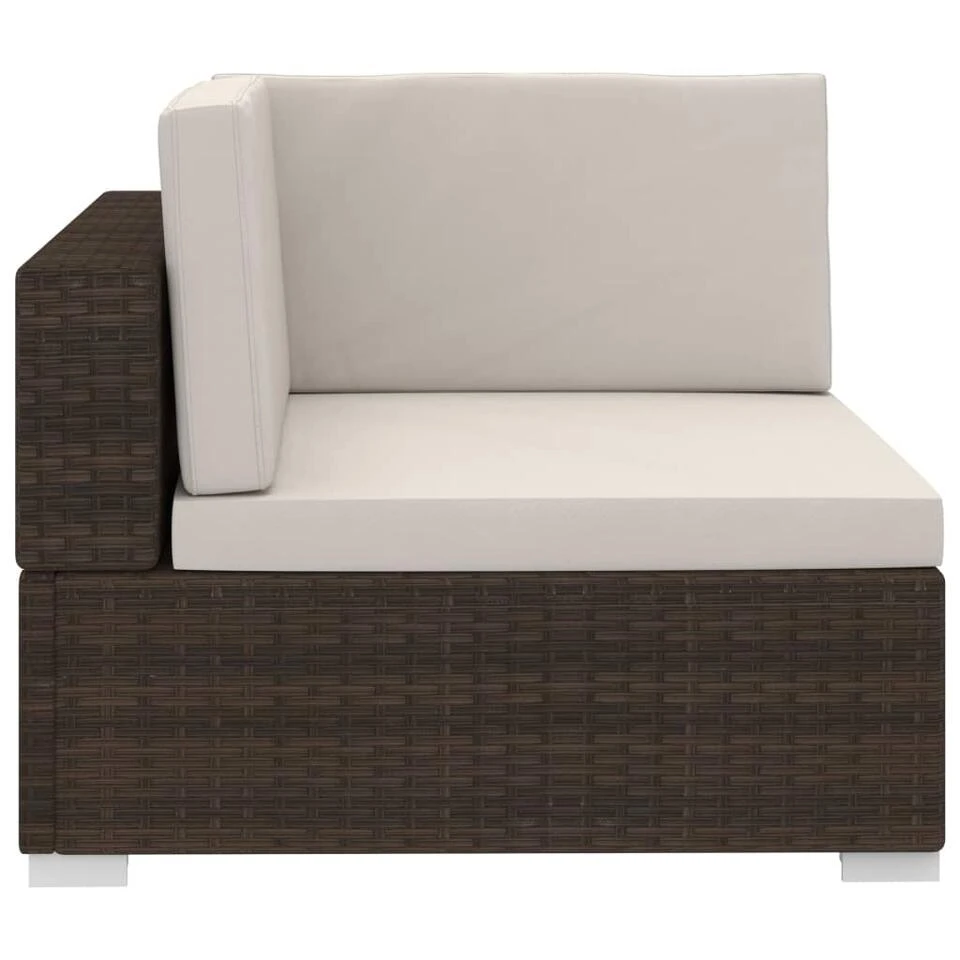 VidaXL 3-delige Loungeset Met Kussens Poly Rattan Bruin 6 VidaXL 3-delige Loungeset Met Kussens Poly Rattan Bruin - Afbeelding 4