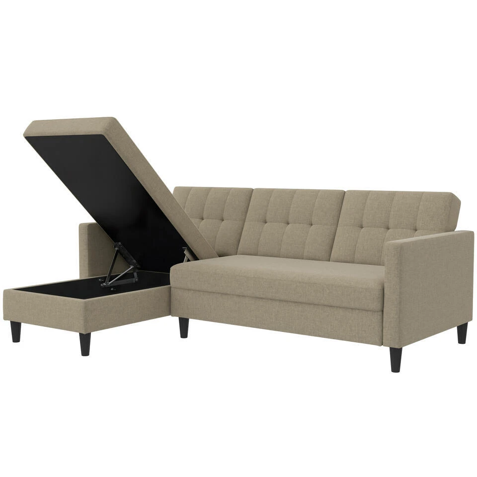 Hartford - 3-zits Hoekslaapbank In Cappuchino Stof 9 Hartford - 3-zits Hoekslaapbank In Cappuchino Stof - Afbeelding 7