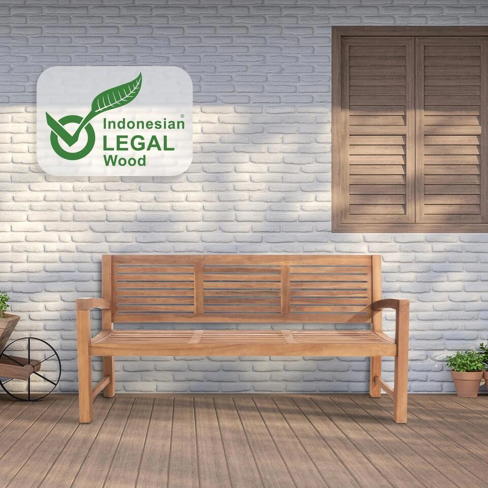 CLP Teakbank Halden 180 Cm 5 CLP Teakbank Halden 180 Cm - Afbeelding 3