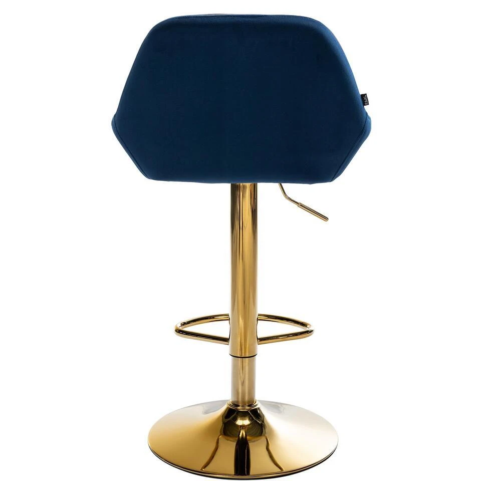 CLP Set Van 2 Barkruk Braga Goud Frame - Fluweel - Blauw 11 CLP Set Van 2 Barkruk Braga Goud Frame - Fluweel - Blauw - Afbeelding 9