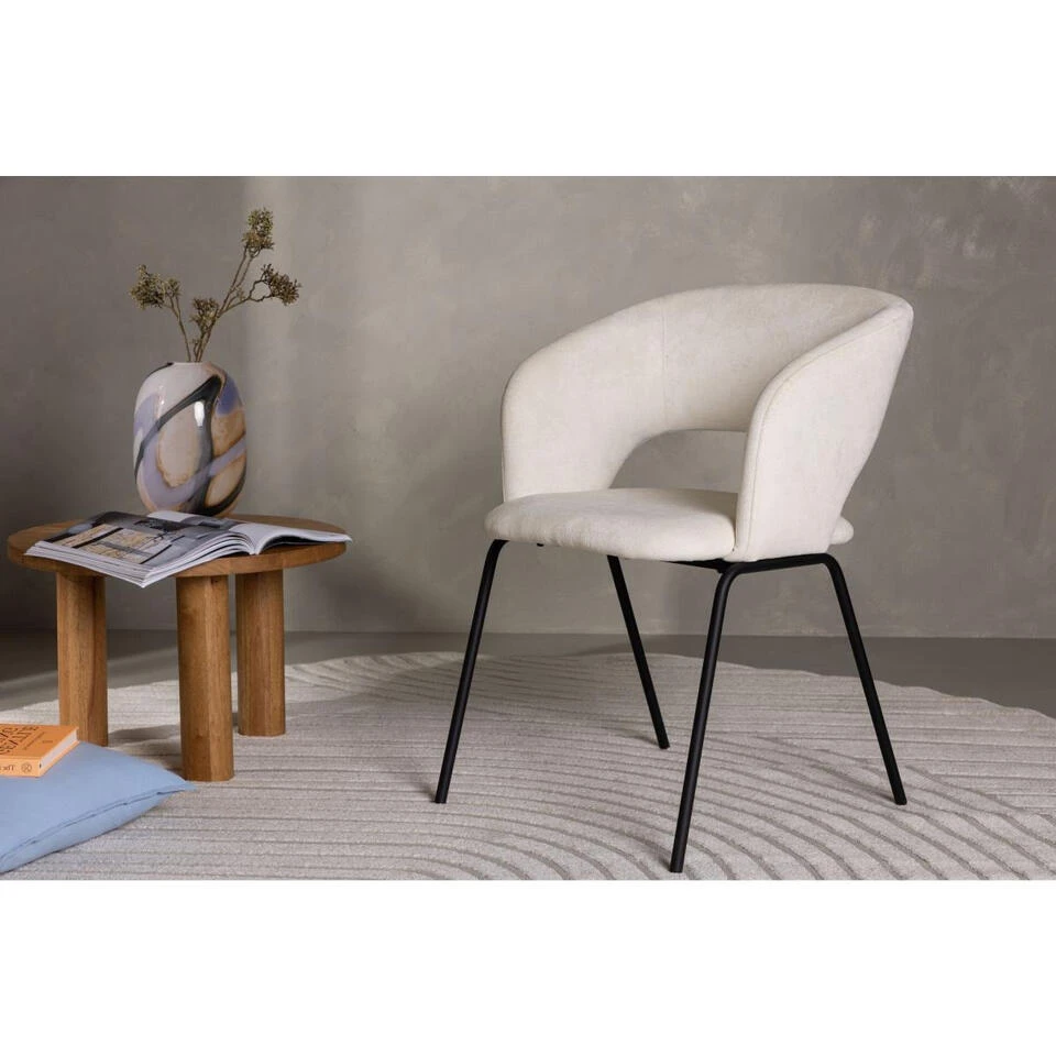 Svea - Pirlo Eetkamerstoel - Linnen - Wit 4 Svea - Pirlo Eetkamerstoel - Linnen - Wit - Afbeelding 2