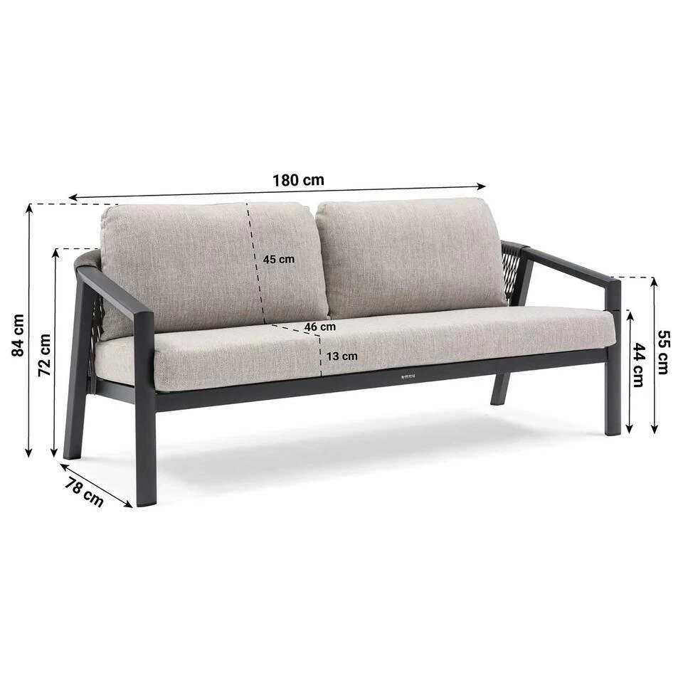 Stoel En Bank Loungeset 5 Personen Aluminium Grijs Lifestyle Garden Furniture 6 Stoel En Bank Loungeset 5 Personen Aluminium Grijs Lifestyle Garden Furniture - Afbeelding 4