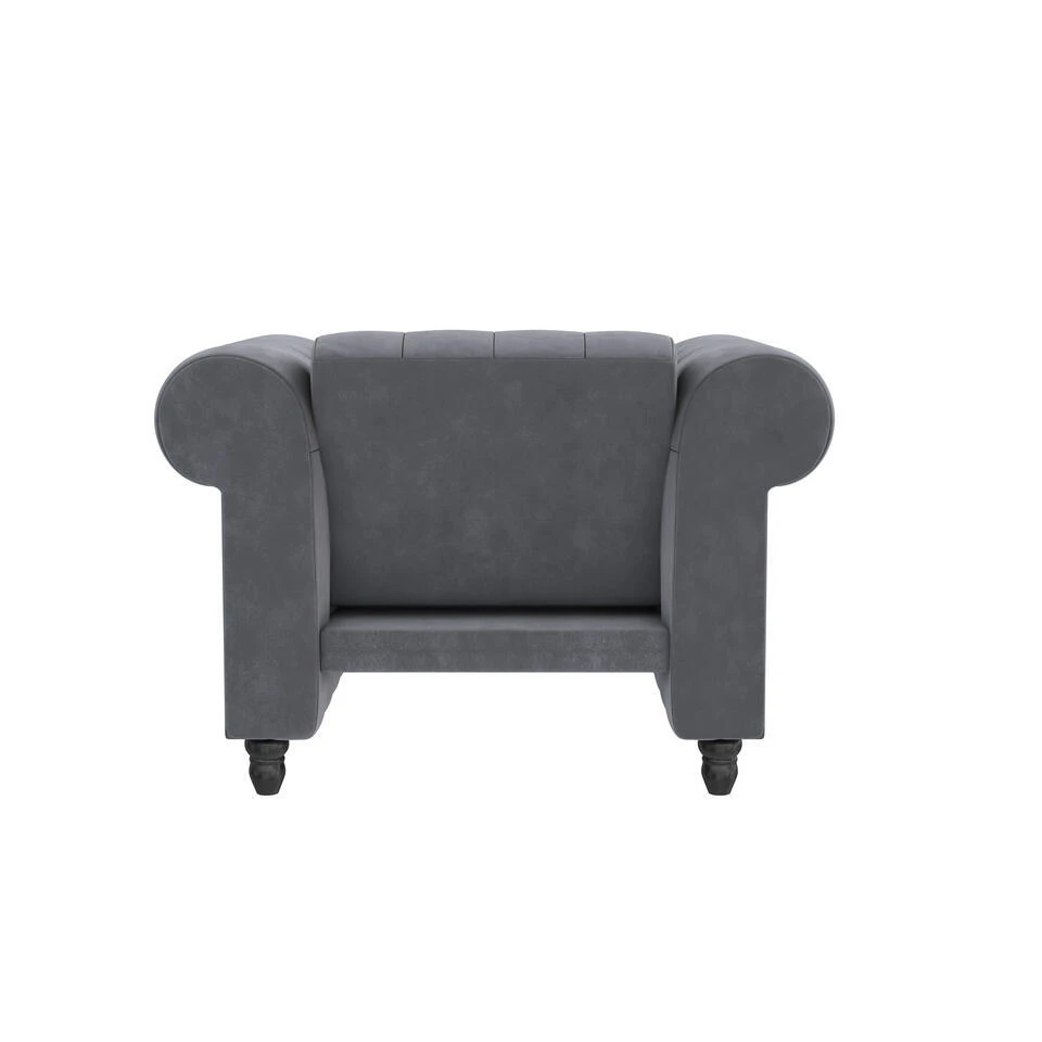 Felix - Fauteuil Chesterfield In Antraciet Fluweel 10 Felix - Fauteuil Chesterfield In Antraciet Fluweel - Afbeelding 8