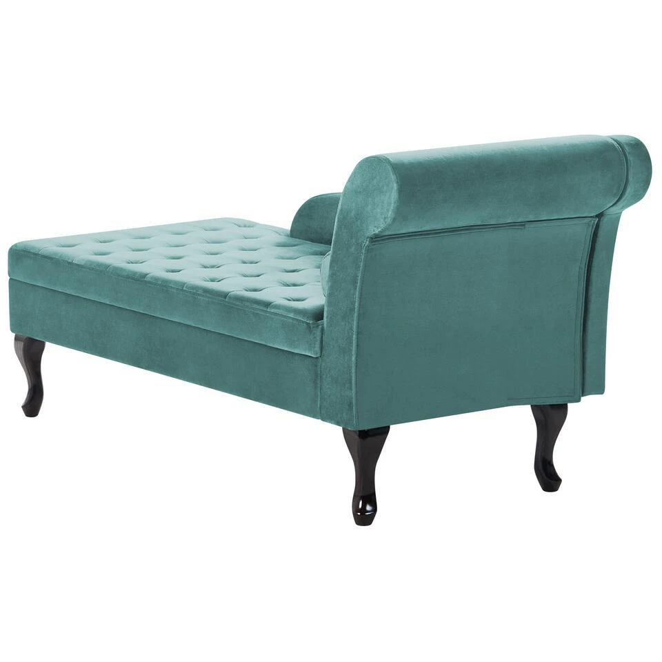 PESSAC - Chaise Longue - Groenblauw - Rechterzijde - Fluweel 10 PESSAC - Chaise Longue - Groenblauw - Rechterzijde - Fluweel - Afbeelding 8