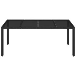 VidaXL - Tuintafel Met Glazen Blad - Zwart - Poly Rattan - 190 X 90 X 75 Cm -Meubelpromotie c4b6b1944a734295b4f9d0ac3f9384b5
