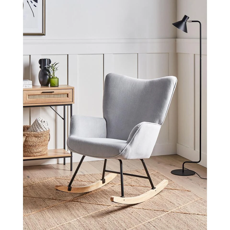 ARSET - Schommelstoel - Lichtblauw - Bouclé 4 ARSET - Schommelstoel - Lichtblauw - Bouclé - Afbeelding 2