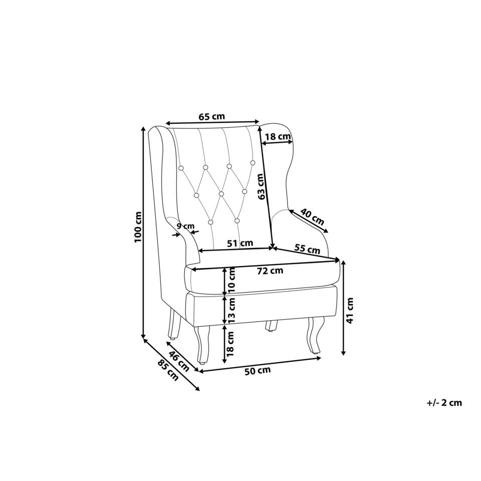 Beliani Oorfauteuil ALTA - Groen Fluweel 5 Beliani Oorfauteuil ALTA - Groen Fluweel - Afbeelding 3