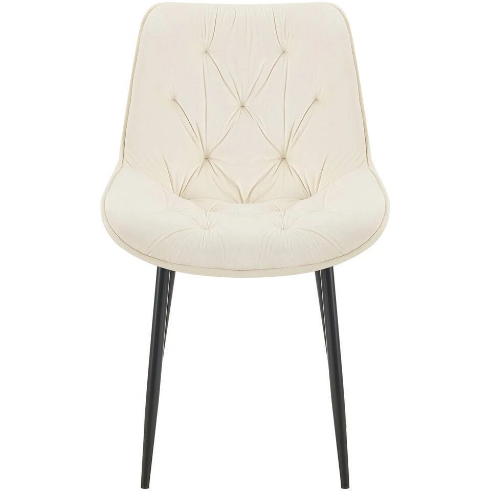 CLP Set Van 2 Eetkamerstoel Wallace Zwart Frame - Fluweel - Creme 5 CLP Set Van 2 Eetkamerstoel Wallace Zwart Frame - Fluweel - Creme - Afbeelding 3