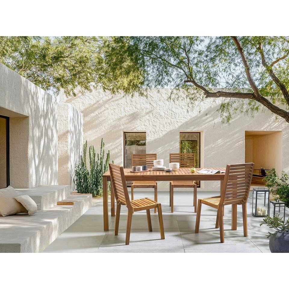 OMBRIANO - Tuintafel - Lichtbruin - 180 X 90 Cm - Acaciahout 4 OMBRIANO - Tuintafel - Lichtbruin - 180 X 90 Cm - Acaciahout - Afbeelding 2