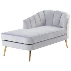ALLIER - Chaise Longue - Grijs - Rechterzijde - Fluweel -Meubelpromotie c91a9f122dfb49429337f990cd6d0e61