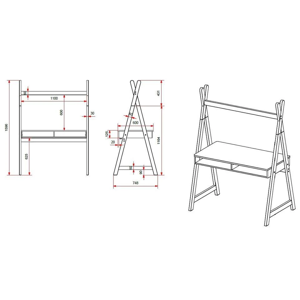 Vipack Kinderbureau Tipi - Wit/hout - 116x75 Cm 6 Vipack Kinderbureau Tipi - Wit/hout - 116x75 Cm - Afbeelding 4