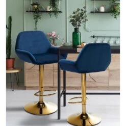 CLP Set Van 2 Barkruk Braga Goud Frame - Fluweel - Blauw 14 CLP Set Van 2 Barkruk Braga Goud Frame - Fluweel - Blauw -Meubelpromotie cb7205d1f39a44f8a43e826ad6c13e06