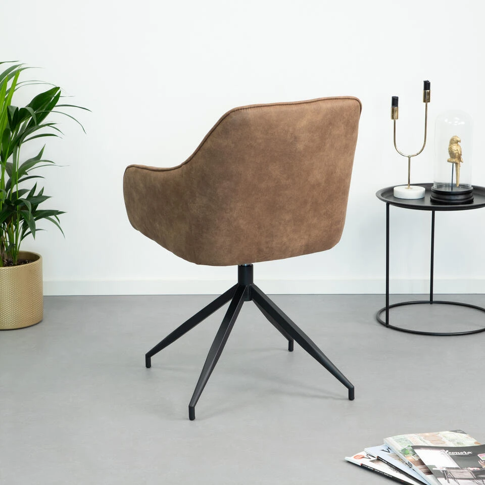 Sohome Eetkamerstoel Maricruz - Draaibaar - Bruin 5 Sohome Eetkamerstoel Maricruz - Draaibaar - Bruin - Afbeelding 3