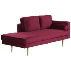 MIRAMAS - Chaise Longue - Rood - Rechterzijde - Fluweel -Meubelpromotie cecc1ca4138c4e8589d18487847d311f