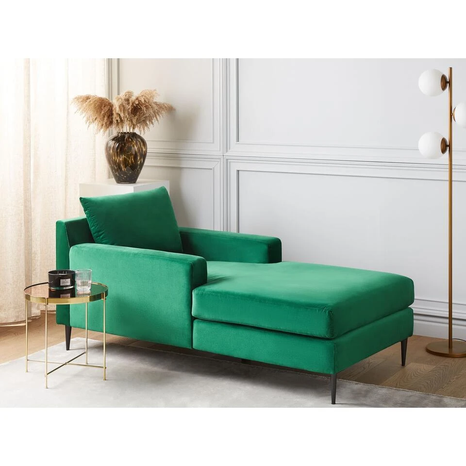 GUERET - Chaise Longue - Groen - Symmetrisch - Fluweel 4 GUERET - Chaise Longue - Groen - Symmetrisch - Fluweel - Afbeelding 2