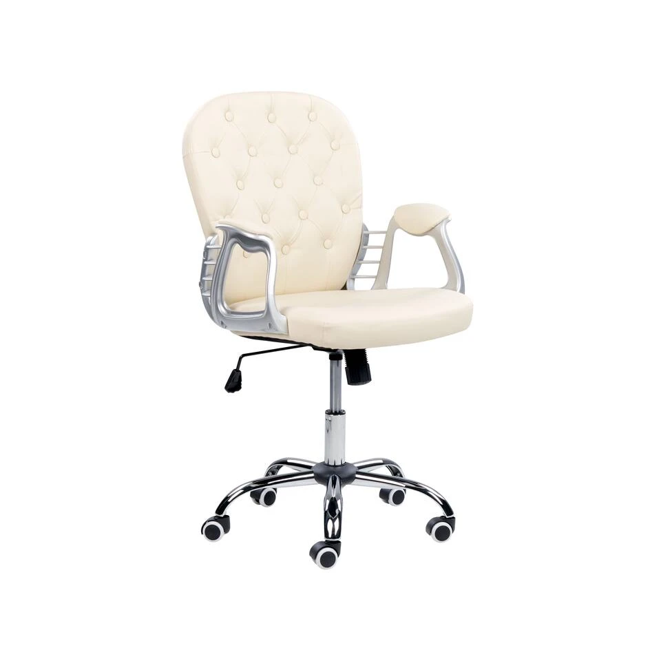 Beliani Bureaustoel PRINCESS - Beige Kunstleer 6 Beliani Bureaustoel PRINCESS - Beige Kunstleer - Afbeelding 4
