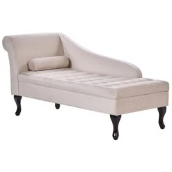 PESSAC - Chaise Longue - Beige - Linkerzijde - Fluweel -Meubelpromotie d0584a39dade4b2ba18cec363ba7b34c