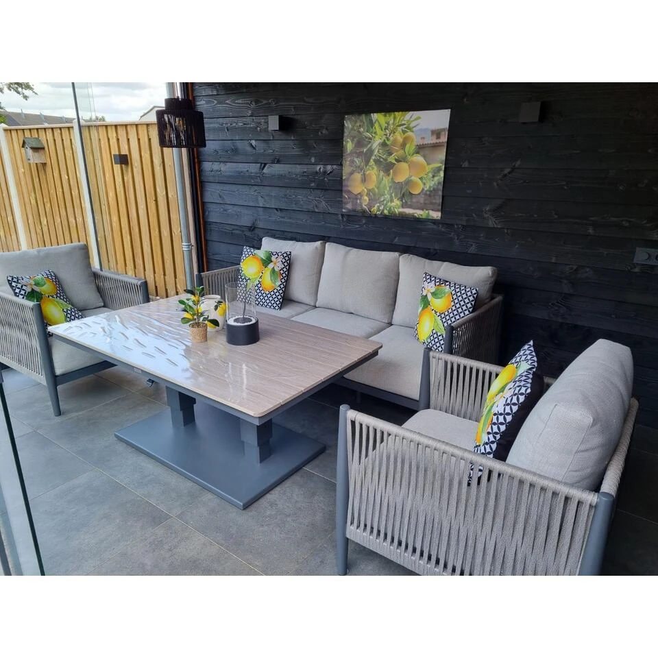 GI Diamo/Cyprus Verstelbare Stoel/bank Lounge-diningset - Carbon Black/Zand 4 GI Diamo/Cyprus Verstelbare Stoel/bank Lounge-diningset - Carbon Black/Zand - Afbeelding 2