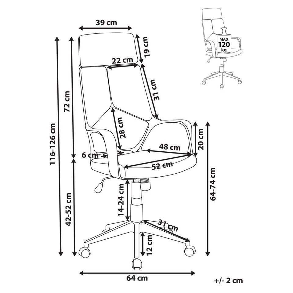 DELIGHT - Bureaustoel - Bruin/Wit - Polyester 5 DELIGHT - Bureaustoel - Bruin/Wit - Polyester - Afbeelding 3