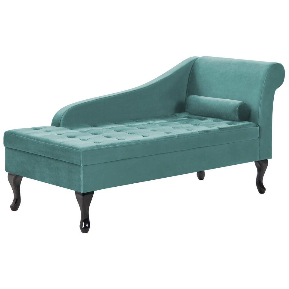 PESSAC - Chaise Longue - Groenblauw - Rechterzijde - Fluweel 6 PESSAC - Chaise Longue - Groenblauw - Rechterzijde - Fluweel - Afbeelding 4