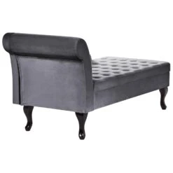 PESSAC - Chaise Longue - Donkergrijs - Linkerzijde - Fluweel -Meubelpromotie d1bdd05733df45a5bca9535743d7f8bb
