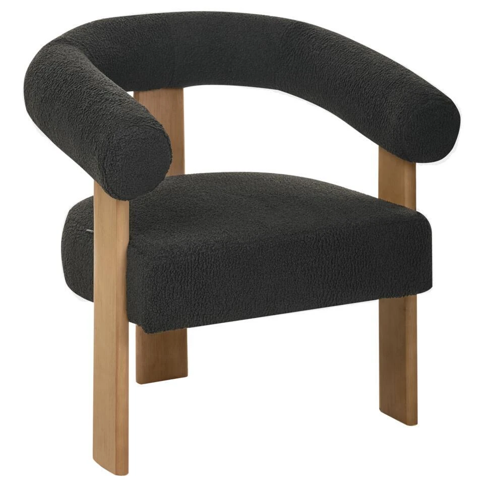 ILBRO - Fauteuil - Zwart/Donkerbruin - Bouclé 7 ILBRO - Fauteuil - Zwart/Donkerbruin - Bouclé - Afbeelding 5