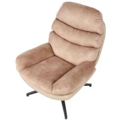 EIDE - Fauteuil Met Hocker - Beige - Fluweel -Meubelpromotie d3d2d6128aed45d881b0a56e47a2d474