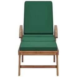 VidaXL Ligbed Met Kussen Massief Teakhout Groen -Meubelpromotie d3df1fac64674efebc413ba01b1ed105