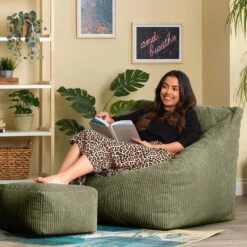 Icon Zitzak En Poef Morgan - Corduroy Zitzak - Saliegroen -Meubelpromotie d522253ae5124568ad4a74edb3222213