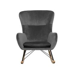 Beliani Schommelstoel ELLAN - Grijs Fluweel 8 Beliani Schommelstoel ELLAN - Grijs Fluweel -Meubelpromotie d62bec75d0834c28b7fb7c65256607da