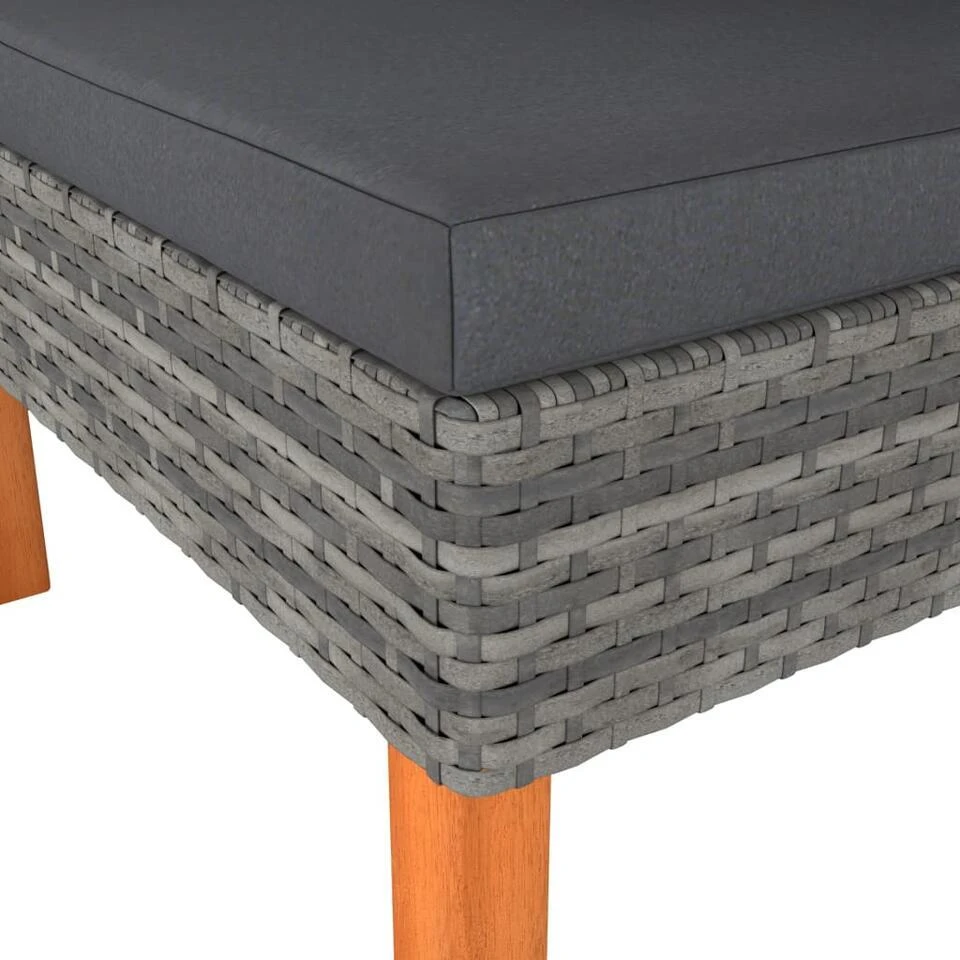 VidaXL - Hoekbank - Grijs - Poly Rattan En Massief Eucalyptushout 6 VidaXL - Hoekbank - Grijs - Poly Rattan En Massief Eucalyptushout - Afbeelding 4