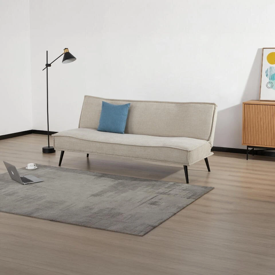 Slaapbank 3-Zits - Beige Stof - Zithoogte 43cm - 181x83x81cm - Mali 4 Slaapbank 3-Zits - Beige Stof - Zithoogte 43cm - 181x83x81cm - Mali - Afbeelding 2