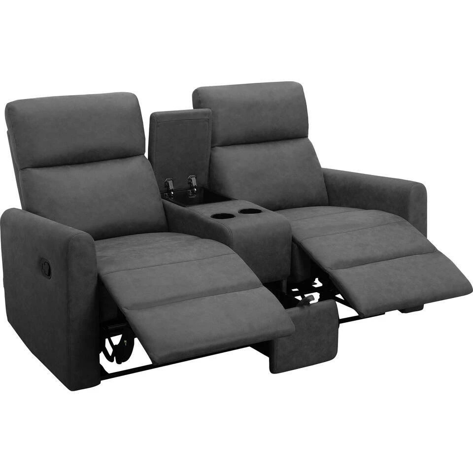 Dacoulas - Dubbele Fauteuil In Antraciet Stof 8 Dacoulas - Dubbele Fauteuil In Antraciet Stof - Afbeelding 6