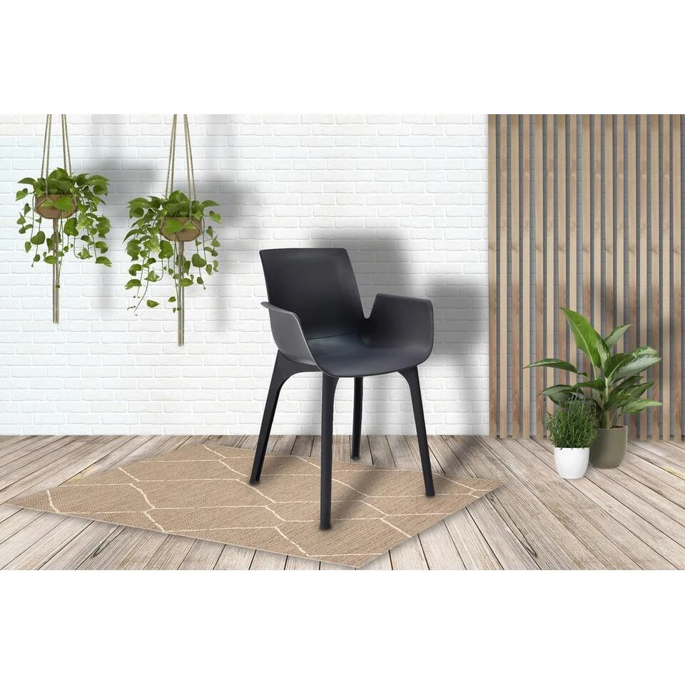 Sens-Line - Jasmine Tuinstoel - Kunststof - Set Van 4 - Antraciet 4 Sens-Line - Jasmine Tuinstoel - Kunststof - Set Van 4 - Antraciet - Afbeelding 2