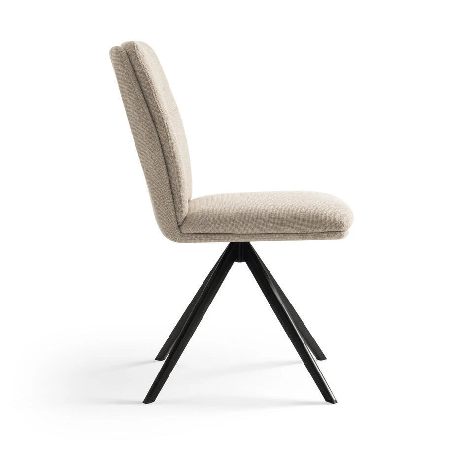 Furnihaus Eetkamerstoelen Set Van 2 - Emma - Beige - Stof 4 Furnihaus Eetkamerstoelen Set Van 2 - Emma - Beige - Stof - Afbeelding 2