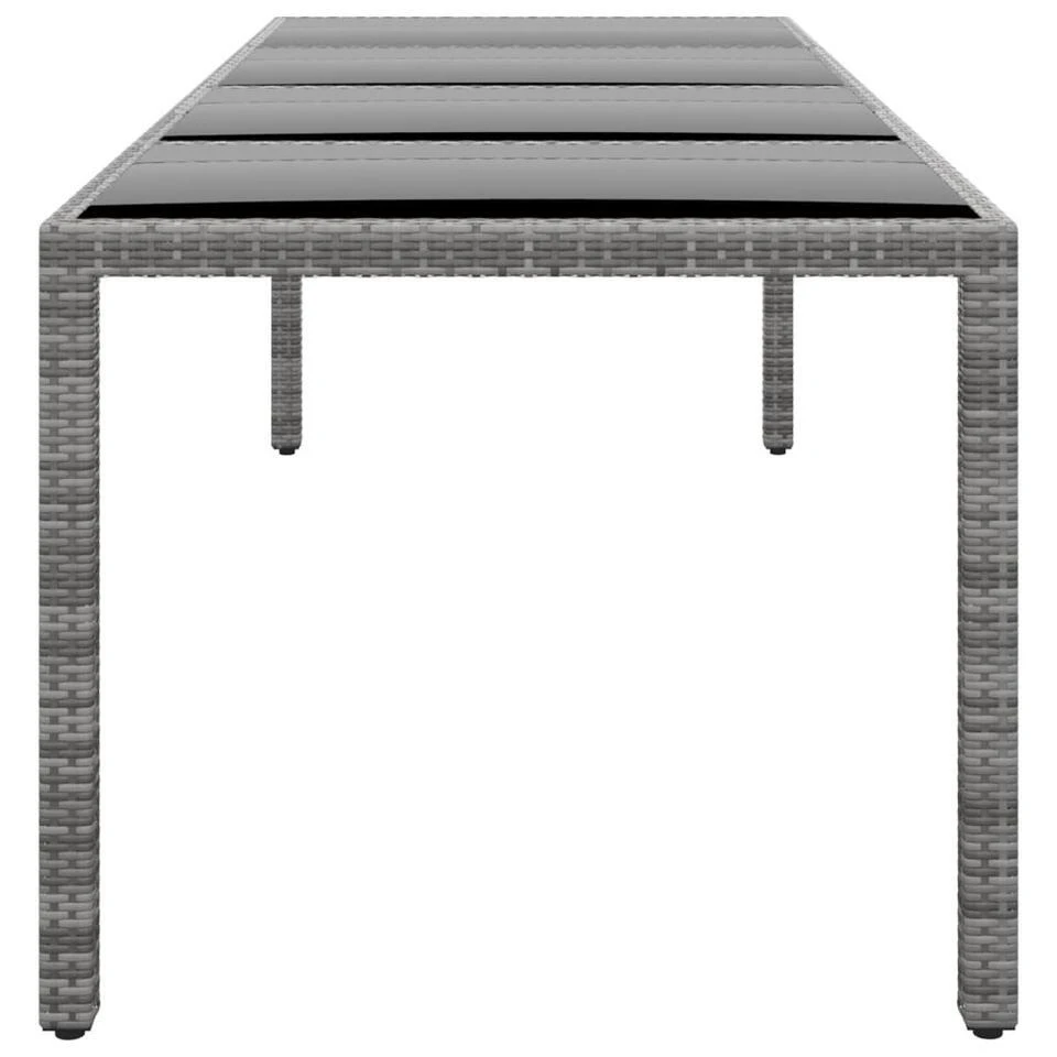 VidaXL - Tuintafel - Grijs - Gehard Glas En Poly Rattan - 250x100x75 Cm 5 VidaXL - Tuintafel - Grijs - Gehard Glas En Poly Rattan - 250x100x75 Cm - Afbeelding 3