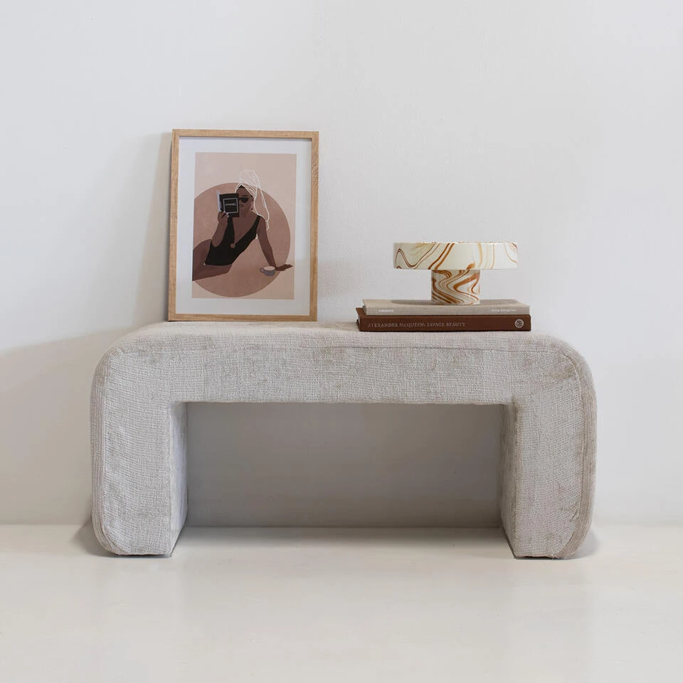 Halbankje Beige Stof - 99x38x46cm - Sera 9 Halbankje Beige Stof - 99x38x46cm - Sera - Afbeelding 7