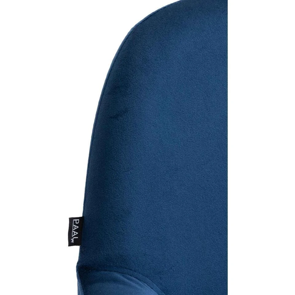 CLP Set Van 2 Barkruk Braga Goud Frame - Fluweel - Blauw 6 CLP Set Van 2 Barkruk Braga Goud Frame - Fluweel - Blauw - Afbeelding 4