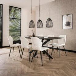 Varadero Eetkamerstoel Bouclé - Stof - Wit -Meubelpromotie e1d4a085e2f34b6ca9ddb630792d8b96